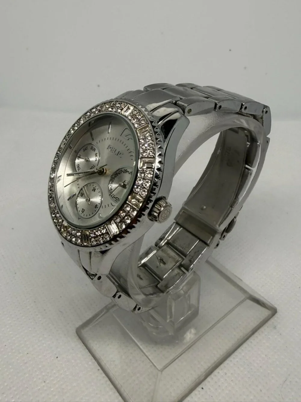 Relic Fossil Sophia Ladies Silver Stainless Steel Crystal Bezel Watch ZR15739
